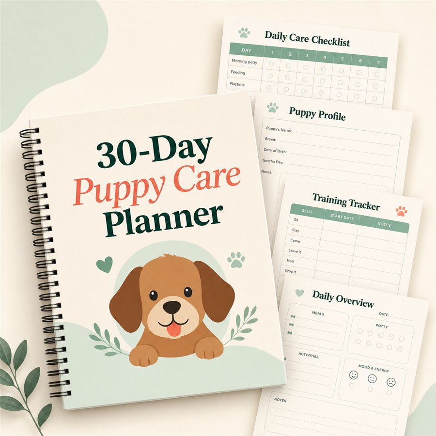30-Day Puppy Care Planner printable PDF preview